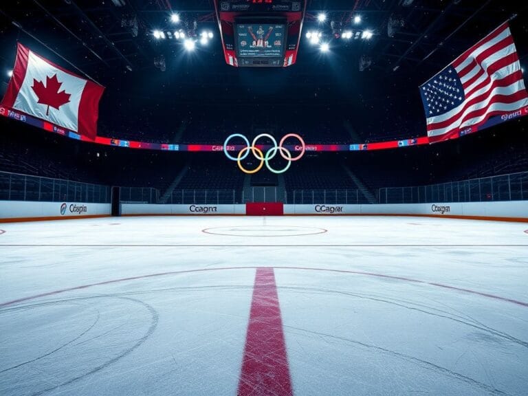 Flick International Intense ice hockey rink with dramatic lighting and visible scratch marks on the ice