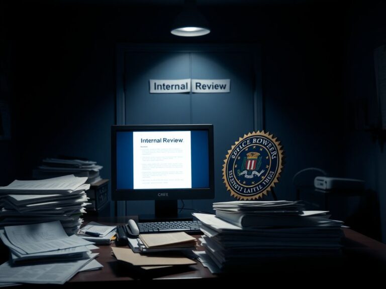 Flick International dark office environment illustrating FBI internal review processes