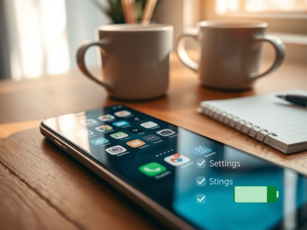 Flick International A close-up view of a modern smartphone on a wooden table with app icons visible on the screen.
