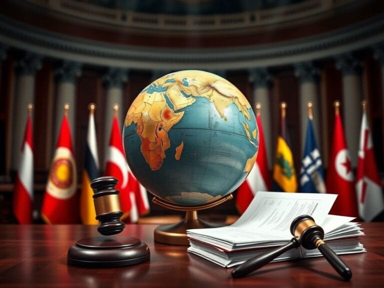 Flick International A weathered globe surrounded by national flags representing various countries symbolizing global trade and tariffs