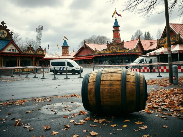 Flick International Serene view of empty Oktoberfest fairgrounds in Munich after bomb threat and explosion