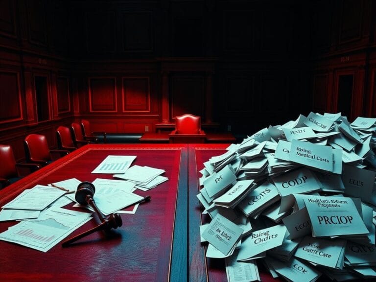 Flick International Conceptual image of a divided Congress with contrasting healthcare elements