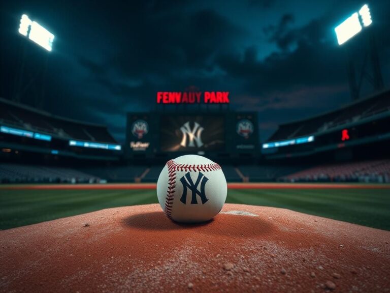 Flick International Empty pitcher's mound illuminated by stadium lights at Fenway Park