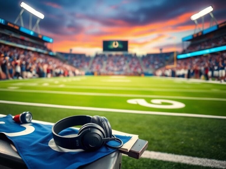 Flick International A vibrant football stadium scene showcasing the Colts' sideline during a game day