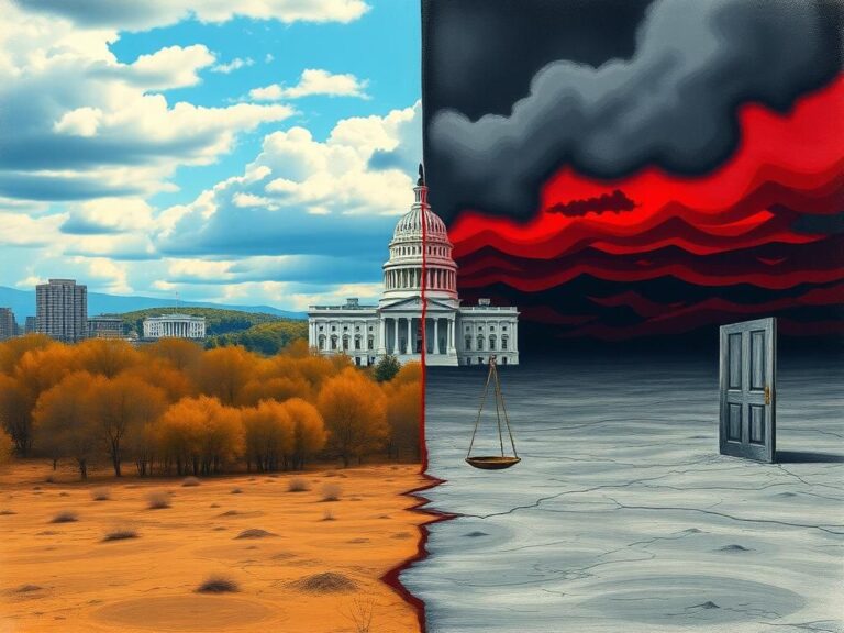 Flick International A dramatic political landscape contrasting Virginia's skyline and desolate terrain symbolizing reproductive rights issues