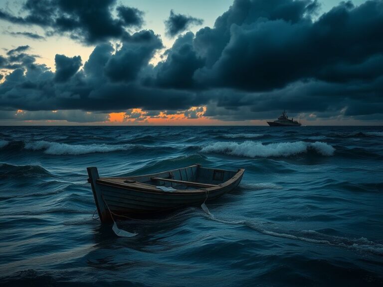 Flick International Dramatic coastal scene with abandoned boat in turbulent Caribbean waters