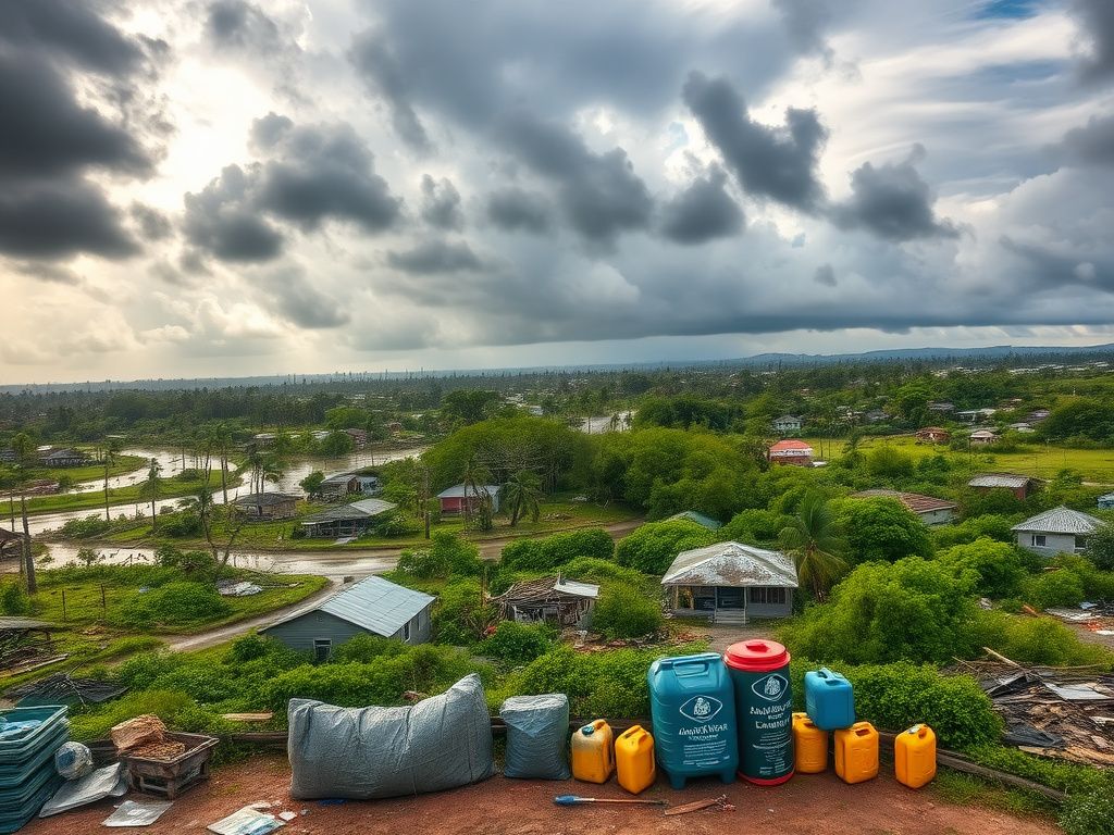 Flick International Aerial view of Jamaica's landscape after Hurricane Melissa showing destruction and relief efforts