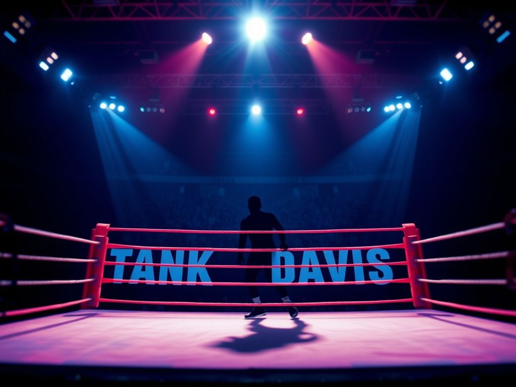 Flick International Dramatic boxing ring with Jake Paul and Tank Davis names displayed