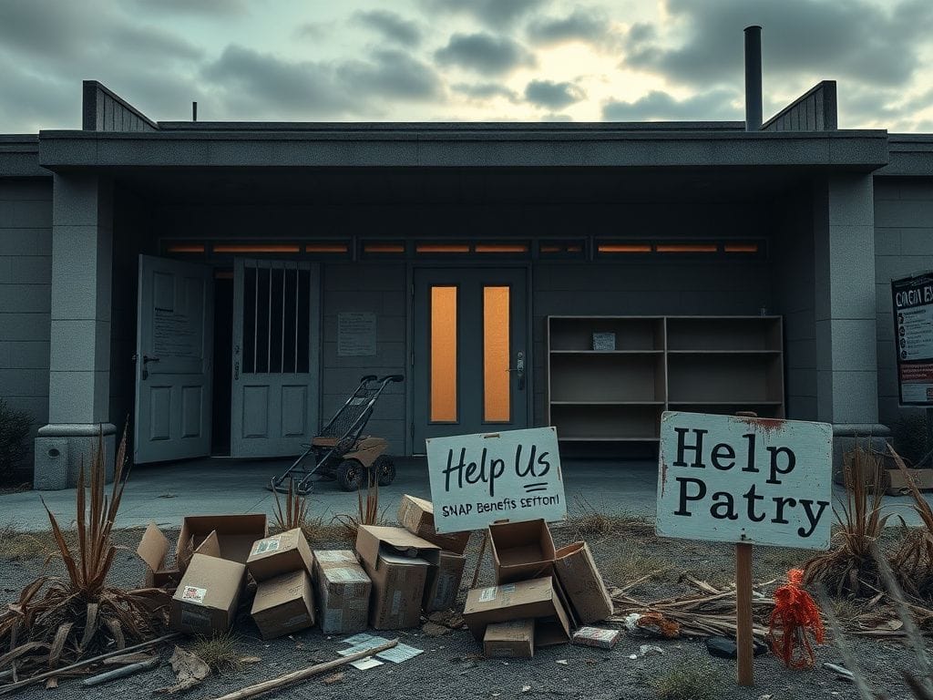 Flick International Empty public building exterior symbolizing government shutdown with closed doors and barred windows