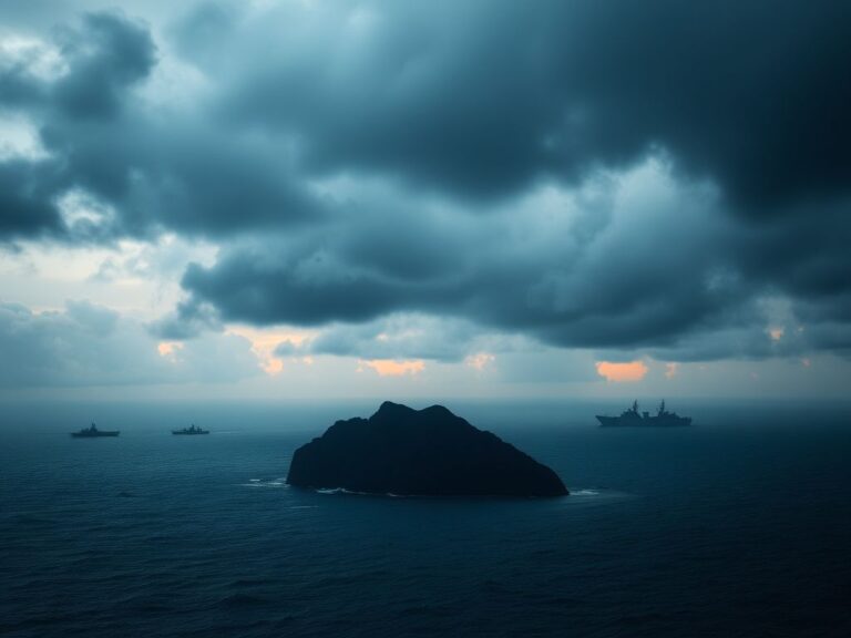 Flick International Dramatic seascape depicting Taiwan amidst military tensions in the Indo-Pacific