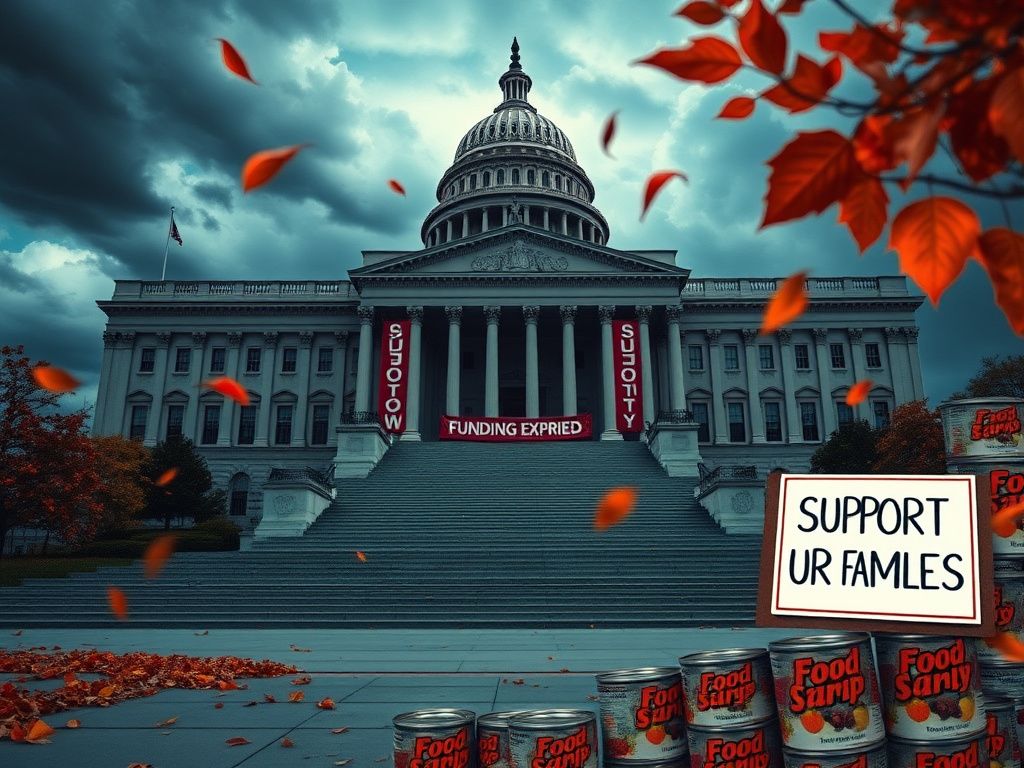 Flick International Empty U.S. Capitol building facade under a stormy sky, symbolizing political turmoil and uncertainty
