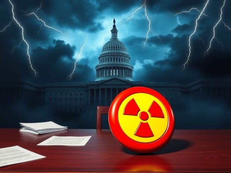 Flick International Dramatic representation of the United States Capitol Building with stormy skies, symbolizing political turmoil