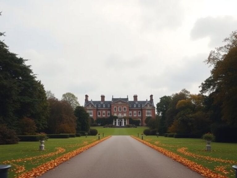 Flick International Grand view of Royal Lodge in Windsor surrounded by autumn colors