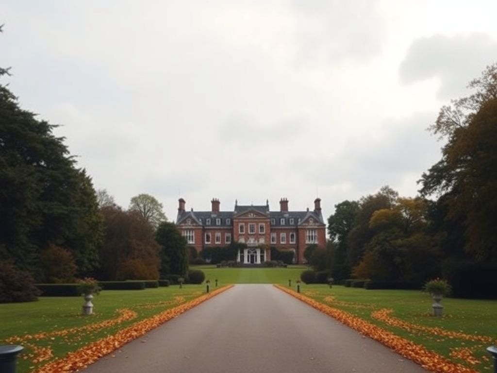 Flick International Grand view of Royal Lodge in Windsor surrounded by autumn colors