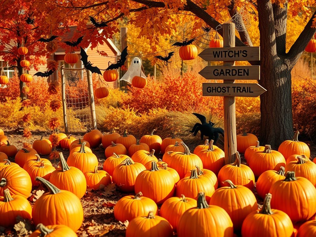 Flick International A nostalgic family pumpkin patch scene with autumn decorations