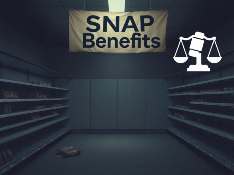 Flick International Empty grocery store shelves highlighting food scarcity during SNAP payment uncertainty