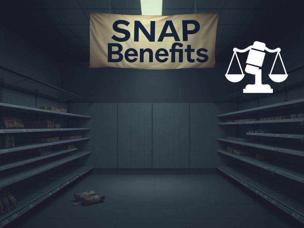 Flick International Empty grocery store shelves highlighting food scarcity during SNAP payment uncertainty