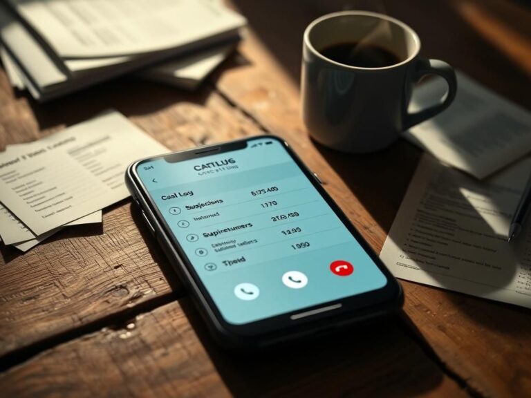 Flick International Close-up of a smartphone displaying a call log with suspicious numbers and a missed call notification