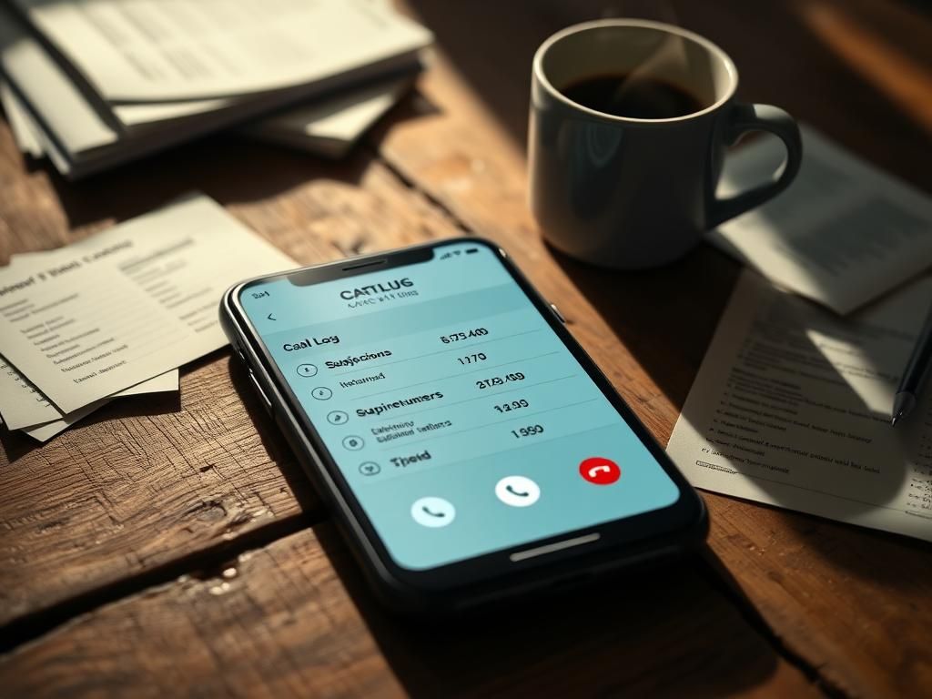 Flick International Close-up of a smartphone displaying a call log with suspicious numbers and a missed call notification