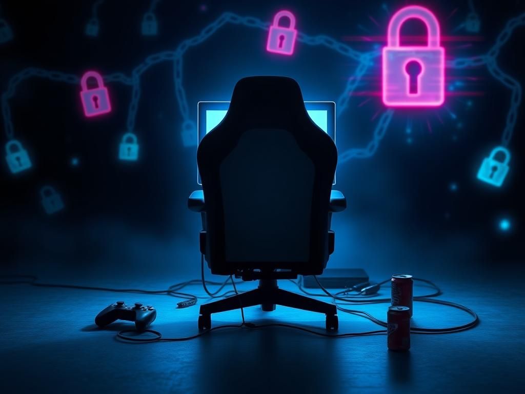 Flick International Dark, shadowy digital landscape symbolizing online sextortion threat against teenage boys