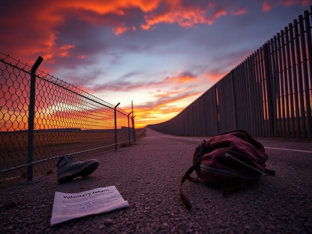 Flick International A deserted border crossing with a broken fence and personal items symbolizing the journey of unaccompanied teen migrants