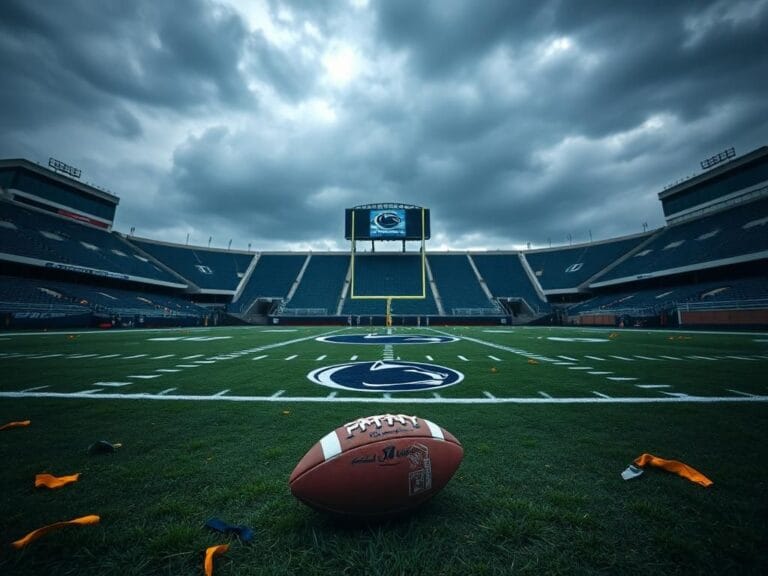 Flick International Empty football field of Penn State Nittany Lions showcasing defeat after loss to UCLA