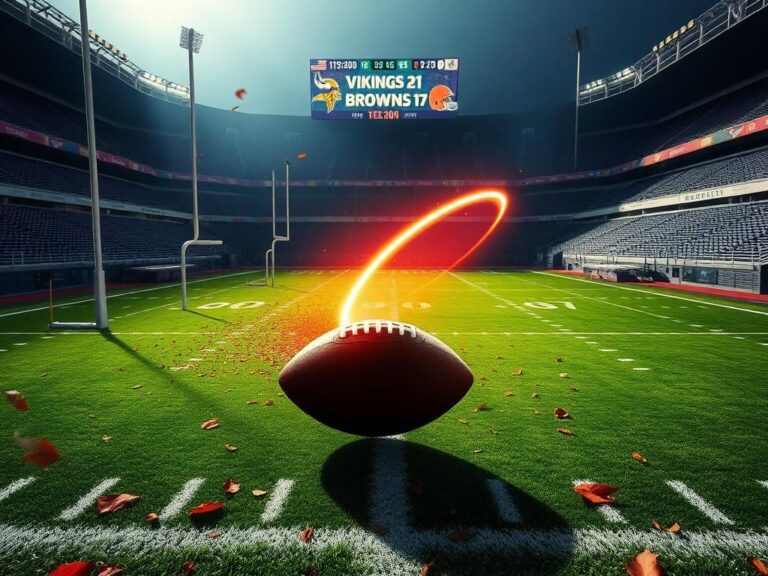 Flick International A football being thrown towards the end zone during a dramatic game moment