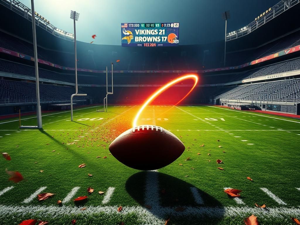 Flick International A football being thrown towards the end zone during a dramatic game moment