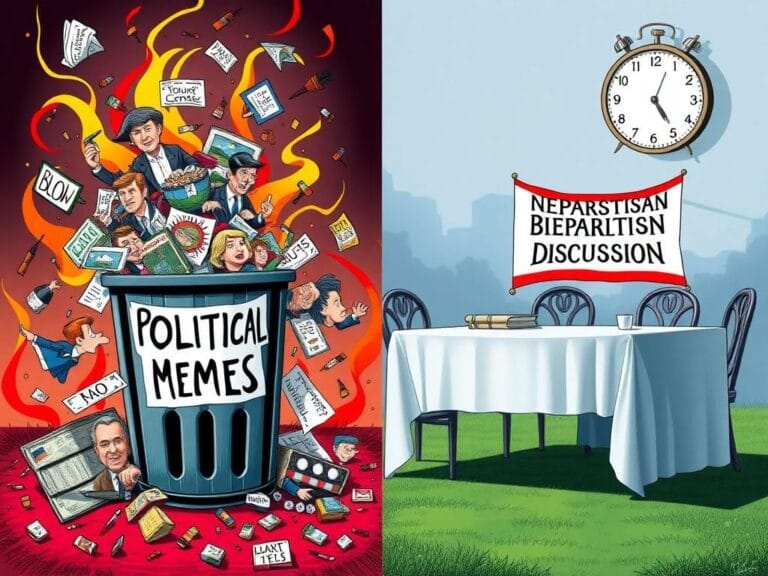 Flick International A split scene showing a chaotic political atmosphere juxtaposed with a calm negotiation table.