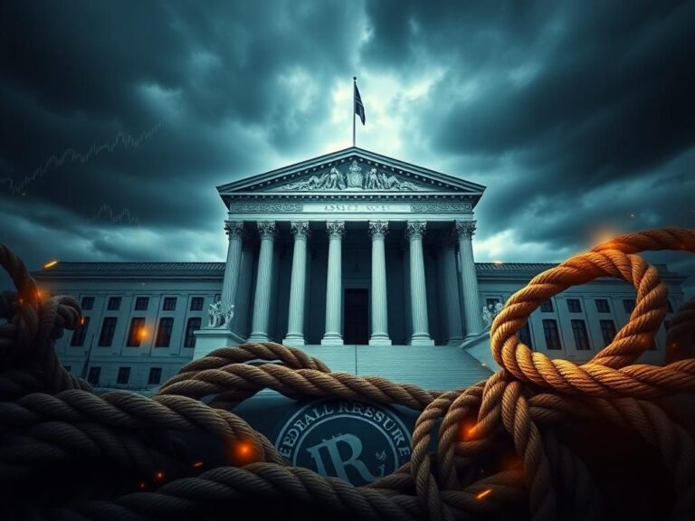 Flick International Dramatic depiction of the U.S. Supreme Court building with economic symbols