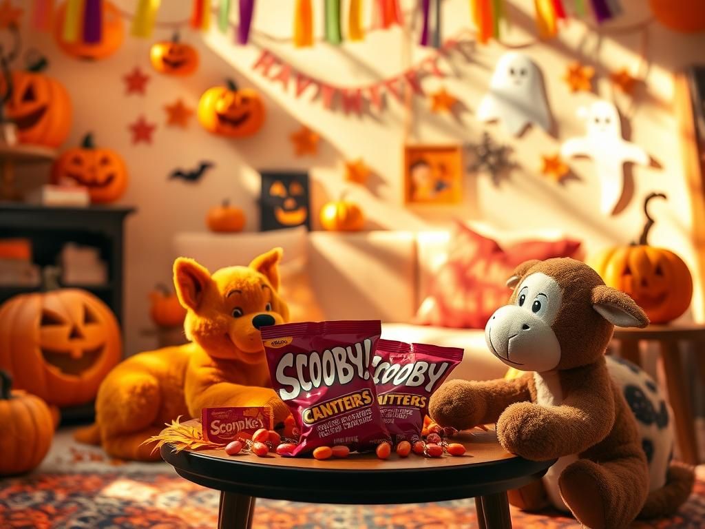 Flick International Vibrant Halloween scene with festive decorations and Scooby-Doo themed treats