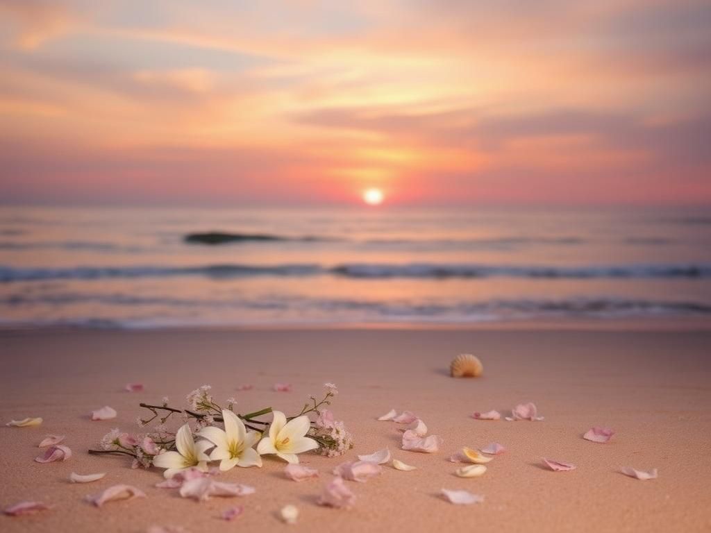 Flick International Serene sunset over a tranquil beach symbolizes loss and hope