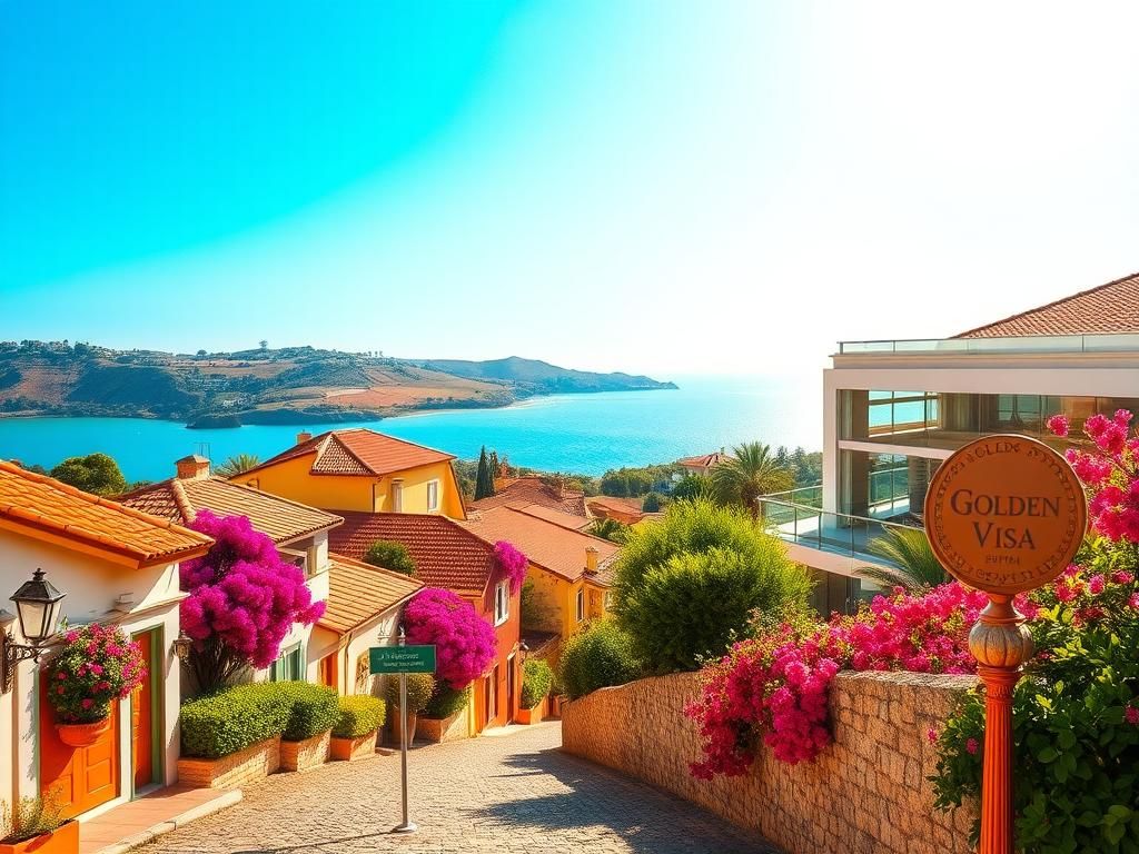 Flick International Charming cobblestone street in a picturesque Portuguese village showcasing luxurious villas and vibrant bougainvillea.