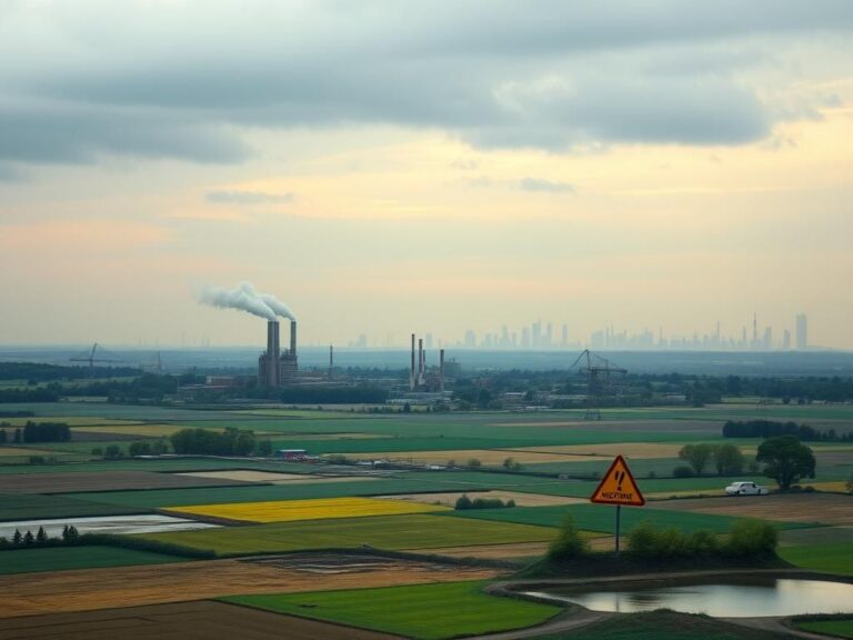Flick International A serene industrial landscape illustrating chemical exposure risks to health