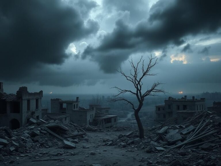 Flick International Devastating landscape of Gaza showing crumbling buildings and scattered debris