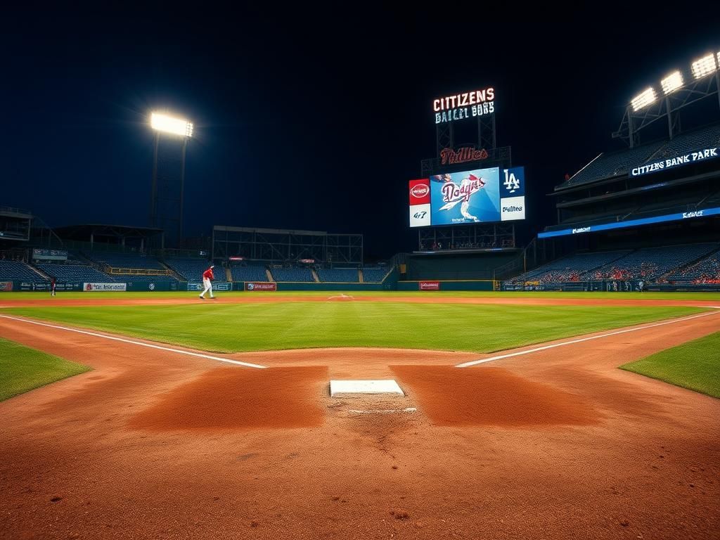 Flick International Dramatic baseball scene at Citizens Bank Park during a nighttime game