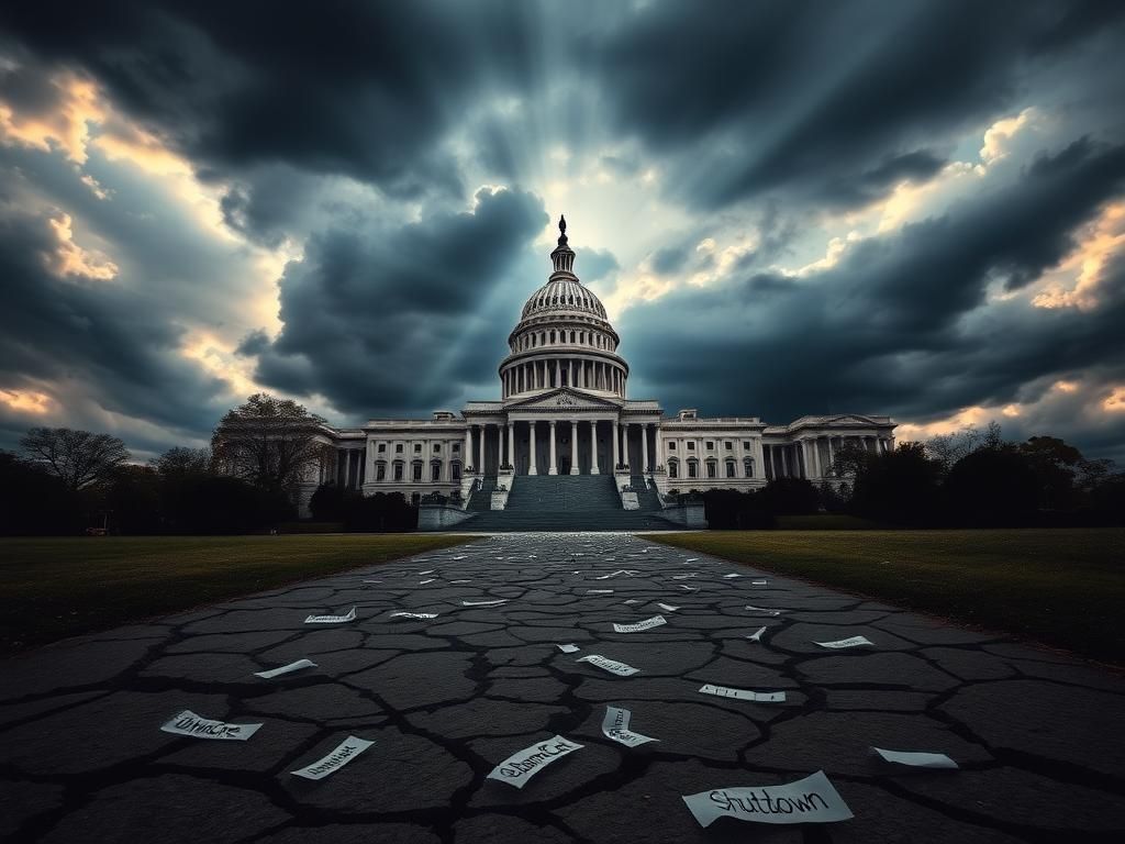 Flick International Dramatic view of the U.S. Capitol building under dark storm clouds
