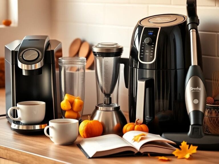 Flick International Cozy kitchen scene with coffee machine, blender, and vacuum cleaner