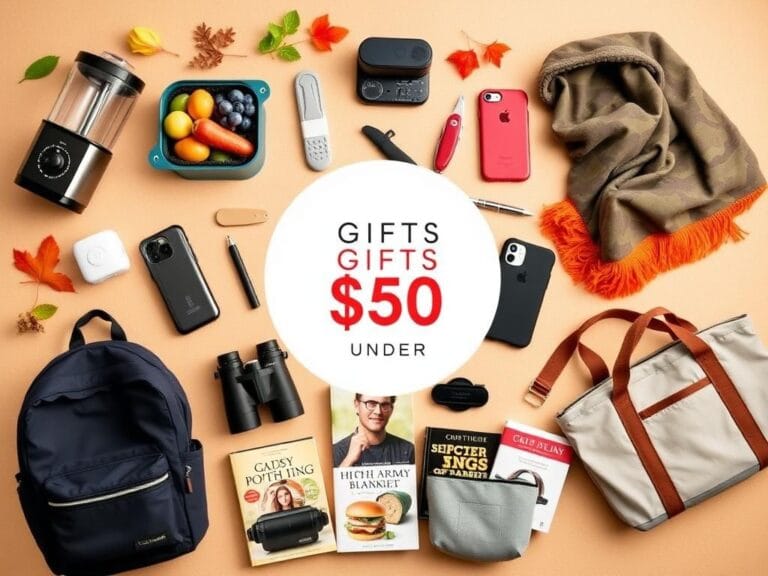 Flick International Beautiful flat lay of gifts under $50 for holiday shopping during Amazon's October Prime Days