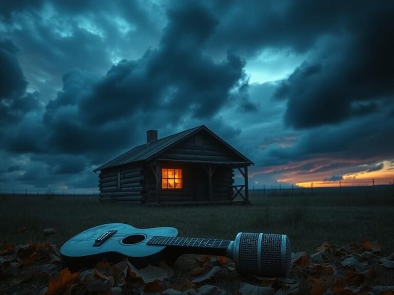 Flick International A rustic wooden cabin at dusk surrounded by ominous storm clouds, symbolizing isolation and controversy.