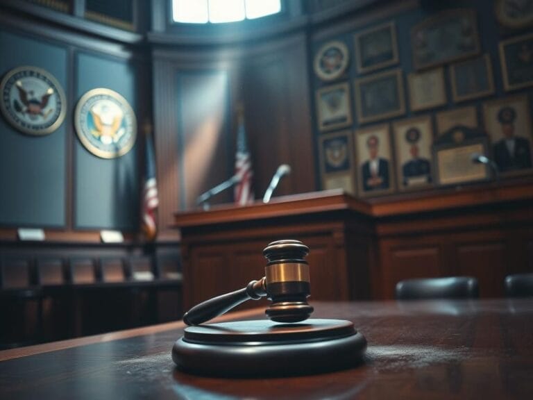 Flick International A tense Senate hearing with a large wooden podium and microphone