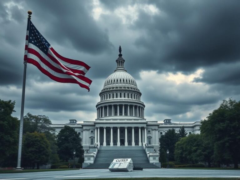 Flick International Empty Capitol building with a faded American flag during a government shutdown
