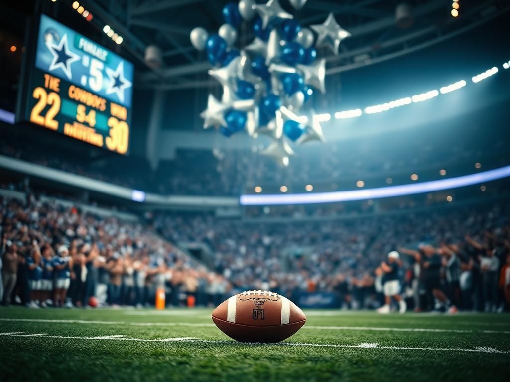 Flick International Celebratory scene of Dallas Cowboys game with fans and scoreboard