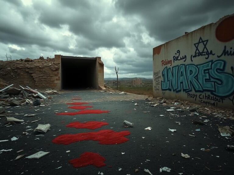 Flick International A haunting image of a ruined Israeli kibbutz post-Hamas attack