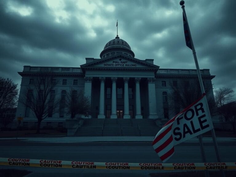 Flick International Exterior view of the Philip Hart Senate Office Building under a cloudy sky