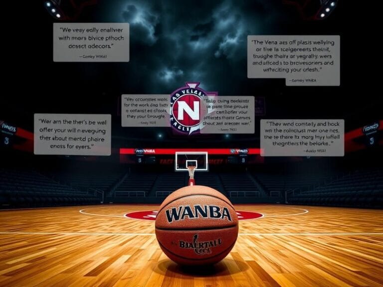 Flick International Empty WNBA basketball court with Las Vegas Aces logo highlighting league tension