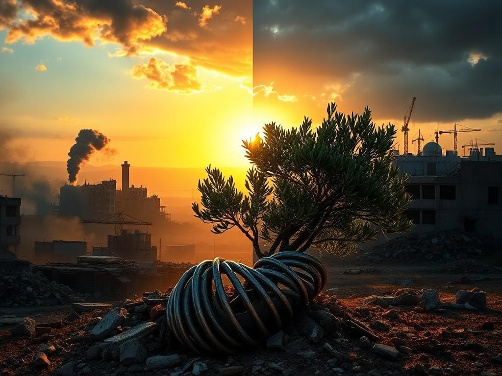 Flick International Dramatic landscape of the Gaza Strip showcasing destruction and hope