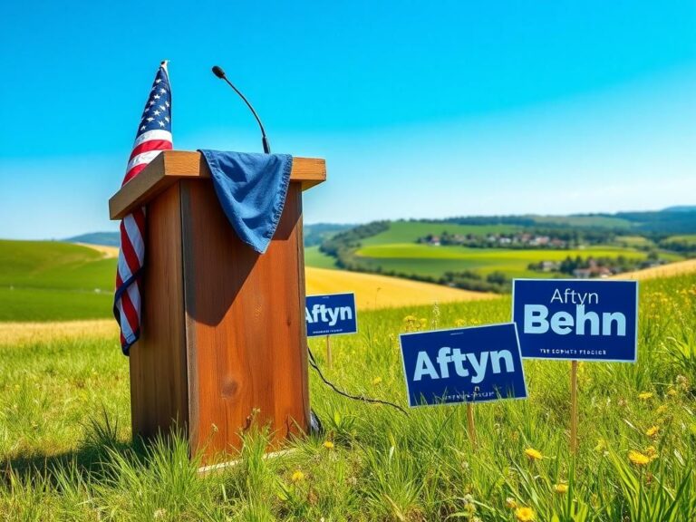 Flick International A vibrant political campaign scene in Tennessee with a weathered wooden podium and American flag