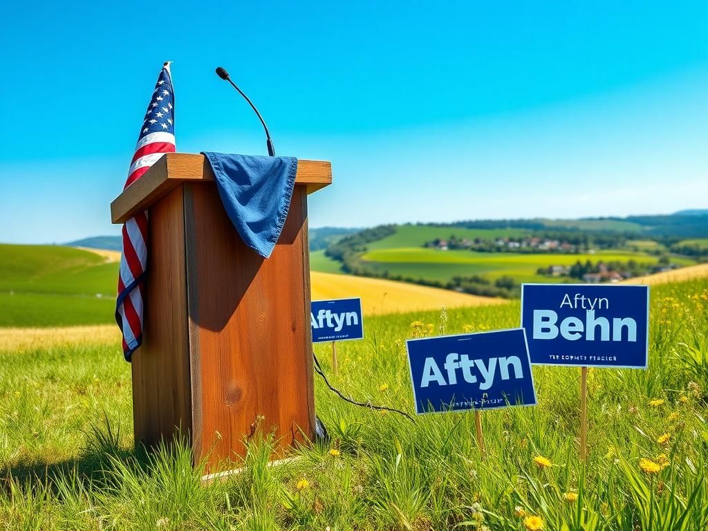 Flick International A vibrant political campaign scene in Tennessee with a weathered wooden podium and American flag
