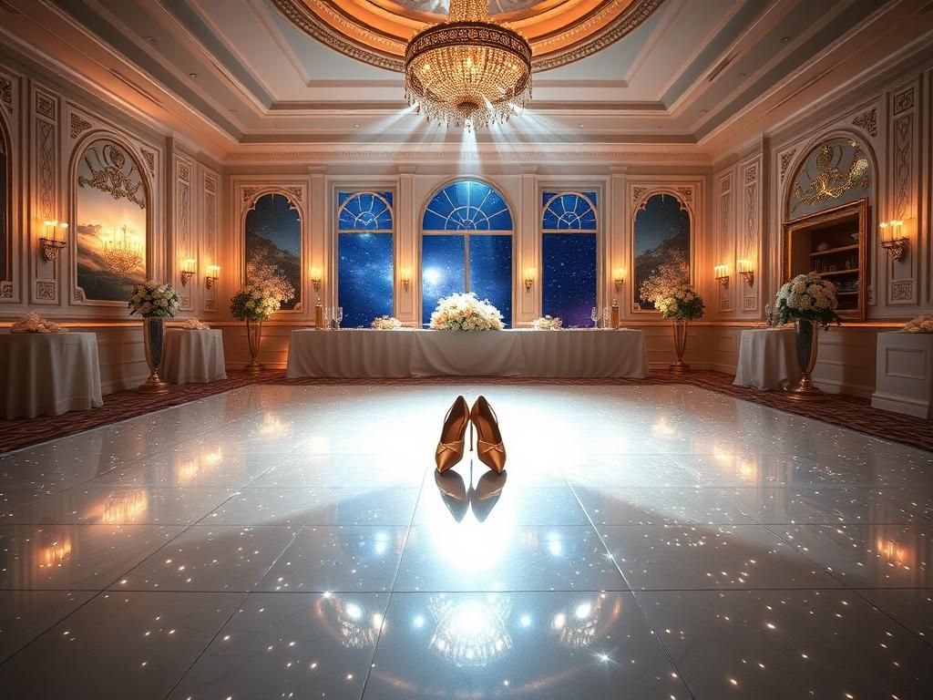 Flick International Elegant ballroom dance floor illuminated with shimmering lights